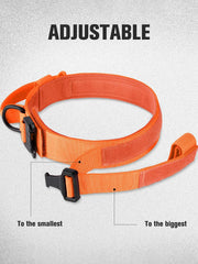 Orange Tactical Collar with Handle Metal Buckle